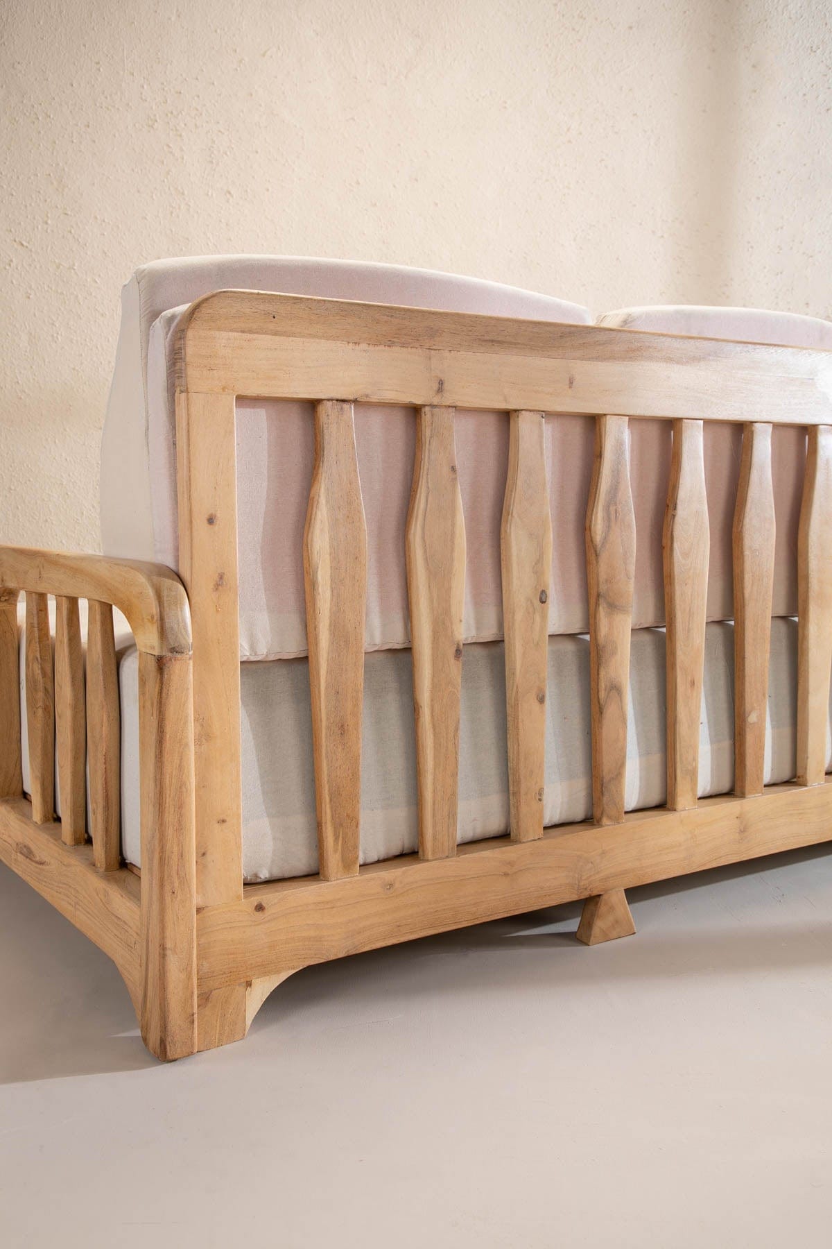 Solid Wood 3-Seater Modern Sofa for Living Room