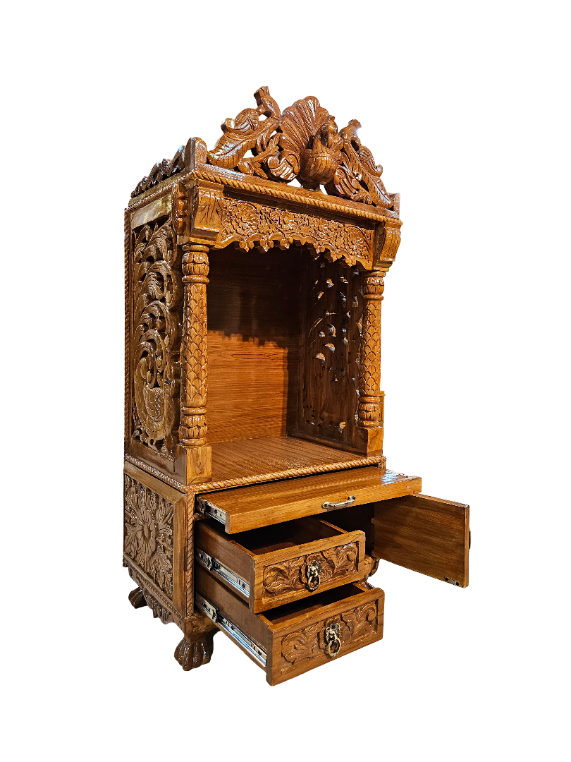 Classic Wooden Mandir with Traditional Artistry