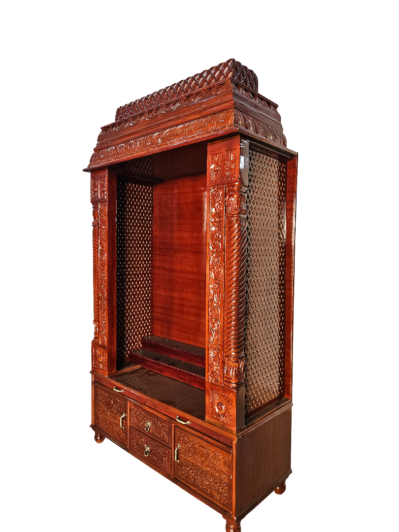 Artistic Wooden Pooja Temple for Living Spaces