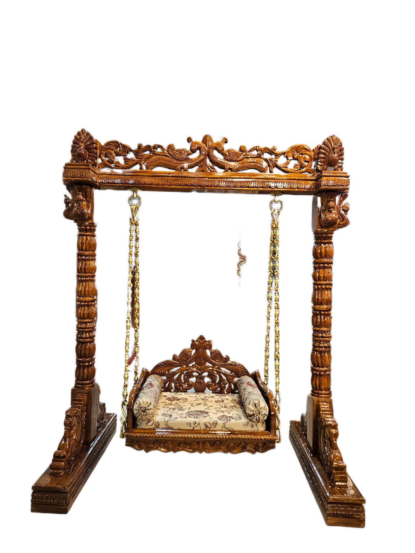 Antique Style Solid Wood Jhula for Living Room | Hand-Carved Indian Swing