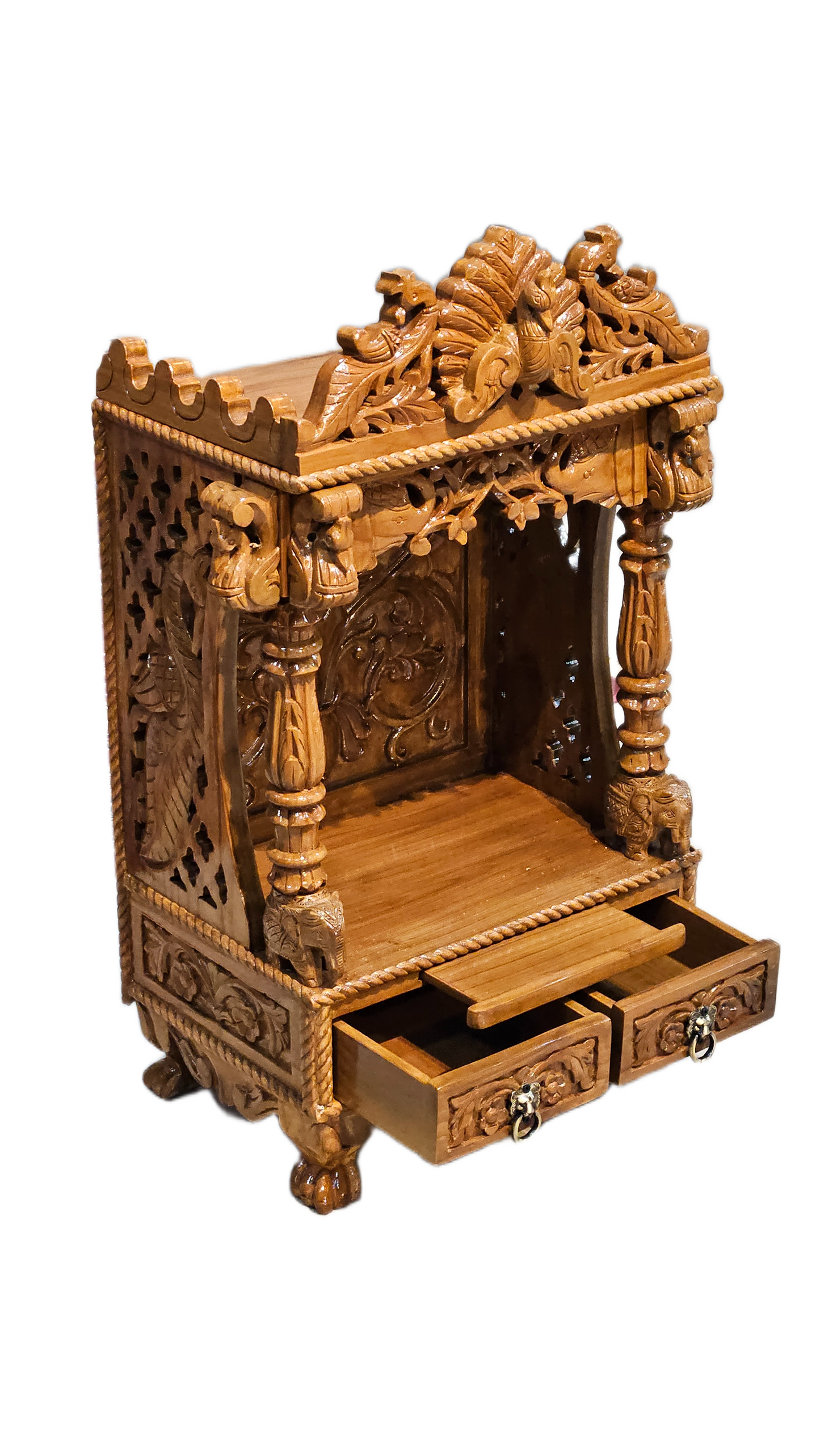 Compact Wooden Temple for Small Homes & Apartments