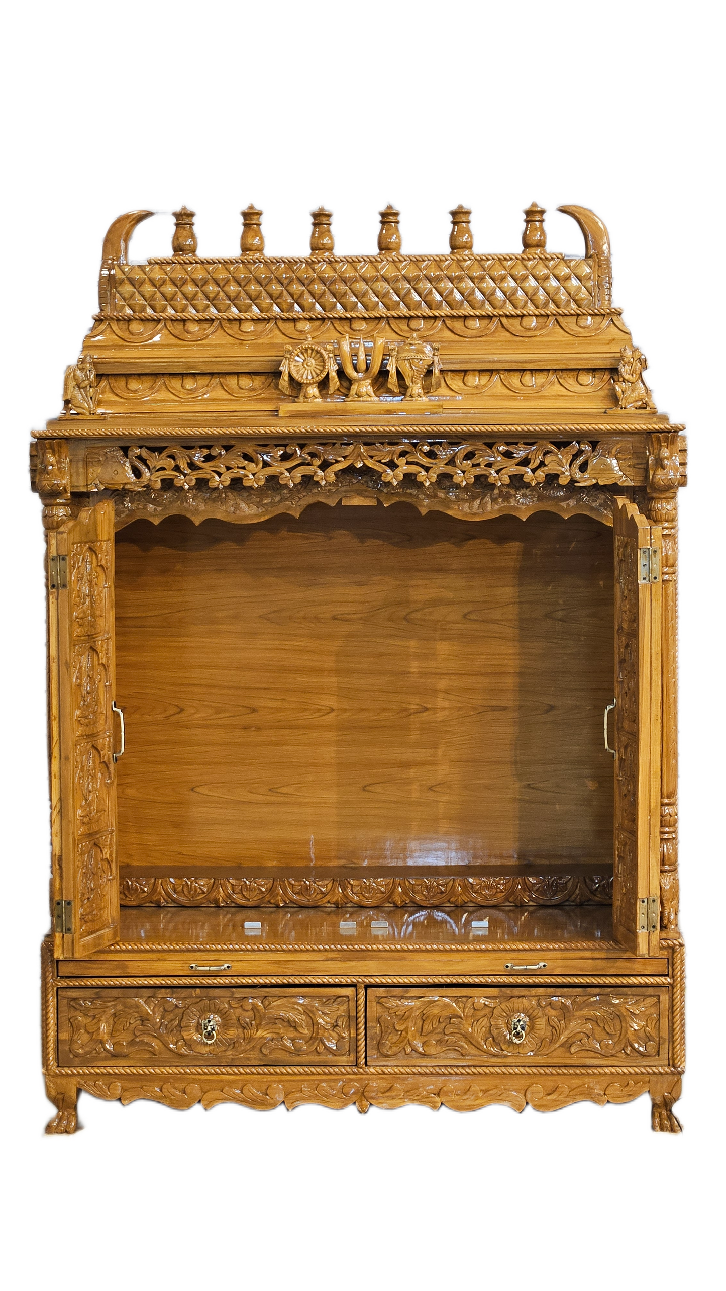Traditional Wooden Temple for Home Pooja Room