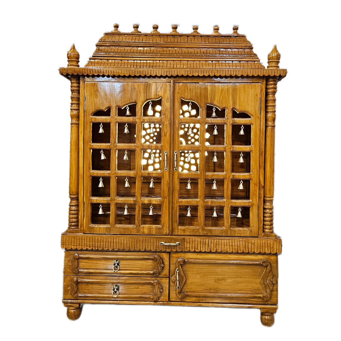 Premium Handmade Wooden Temple with Storage Options