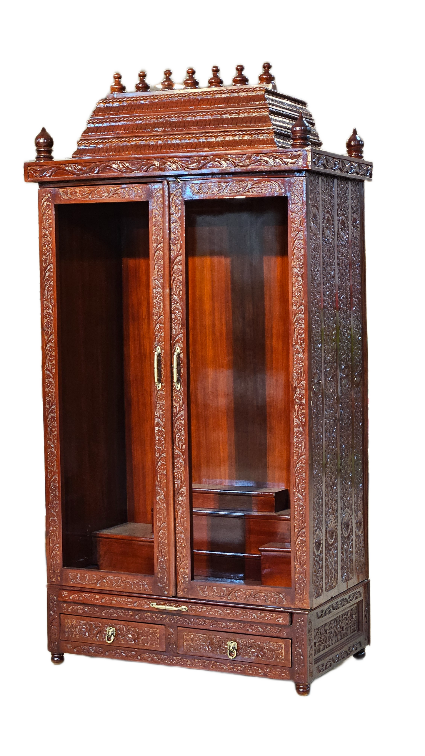 Premium Solid Wood Mandir with Polished Finish