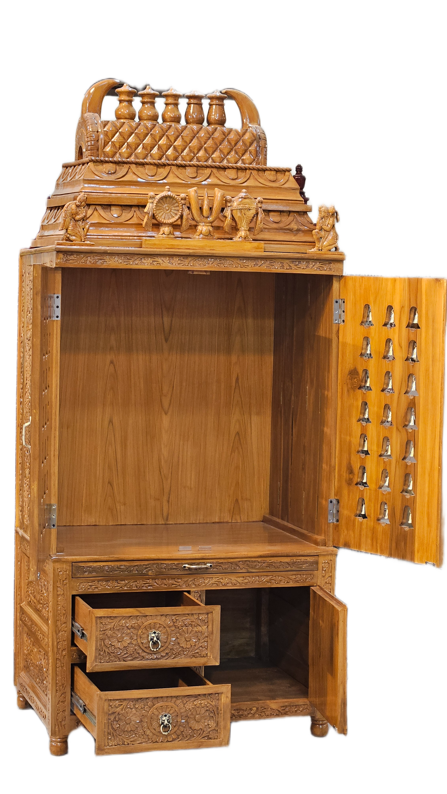 Designer Wooden Temple with Traditional Craftsmanship