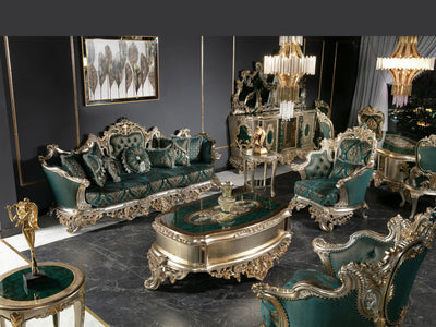 Designer Luxury Sofa Set with Intricate Wooden Carvings