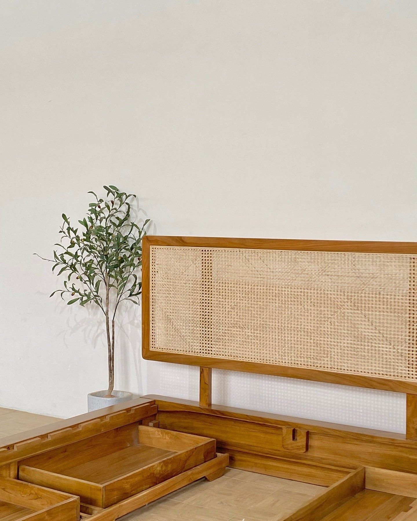 Wooden Rattan Bed – Timeless Bohemian Charm