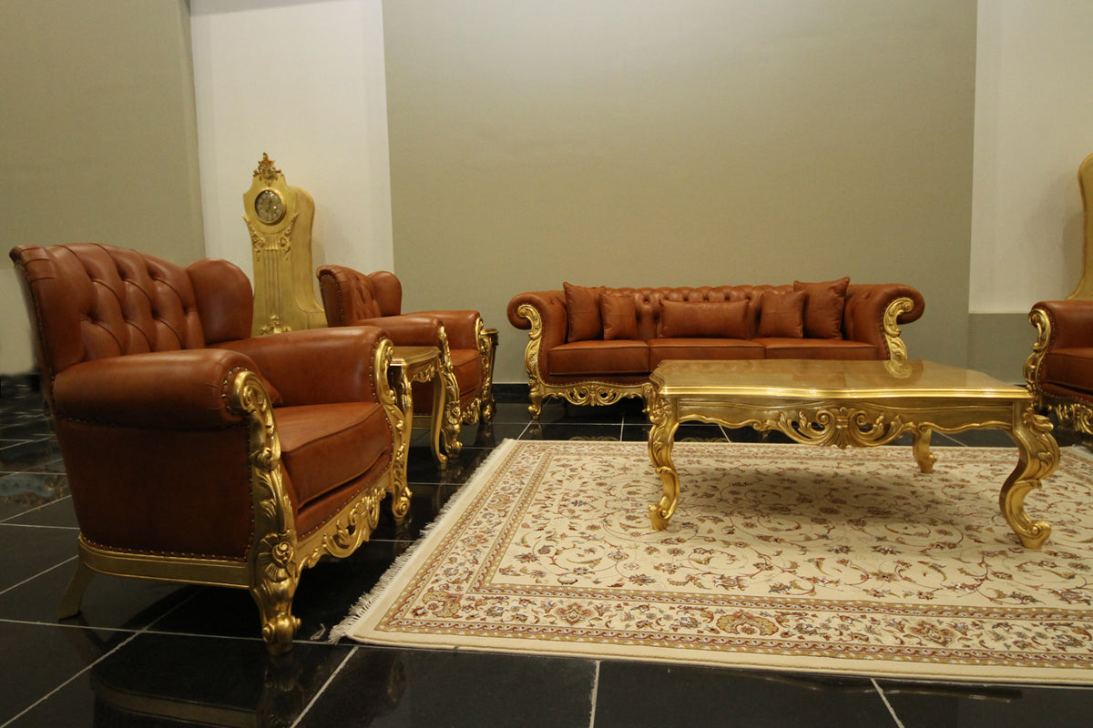 Antique Style Carved Sofa Set for Luxury Living Rooms