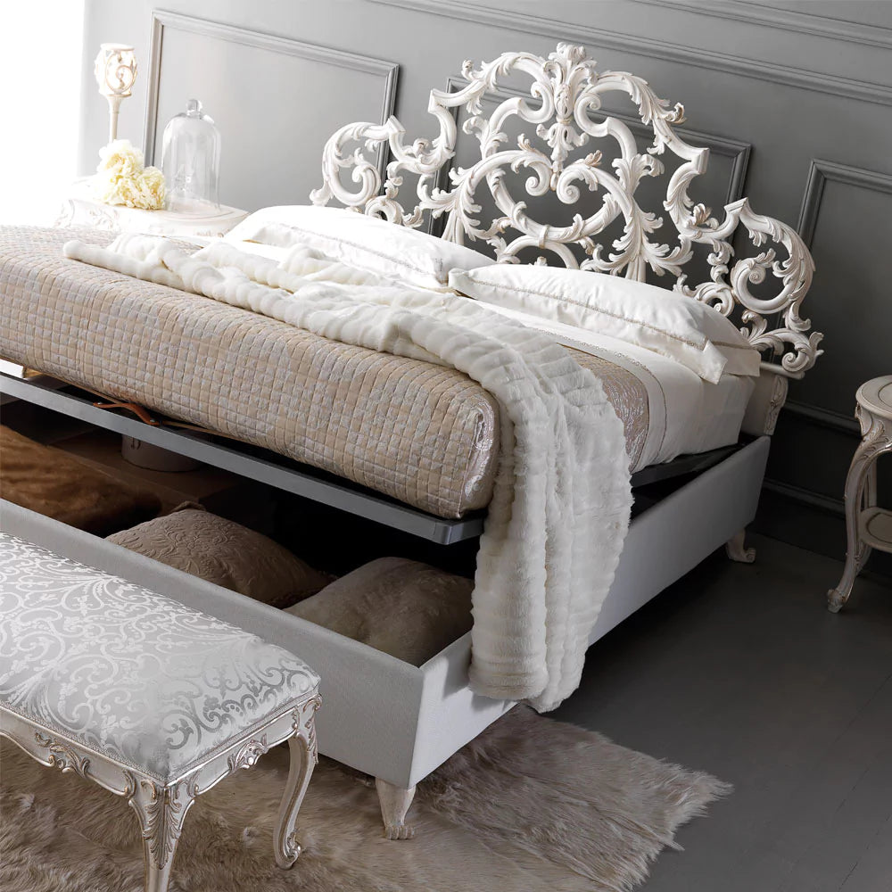 Premium Hand-Carved Bed with Elegant Wooden Finish
