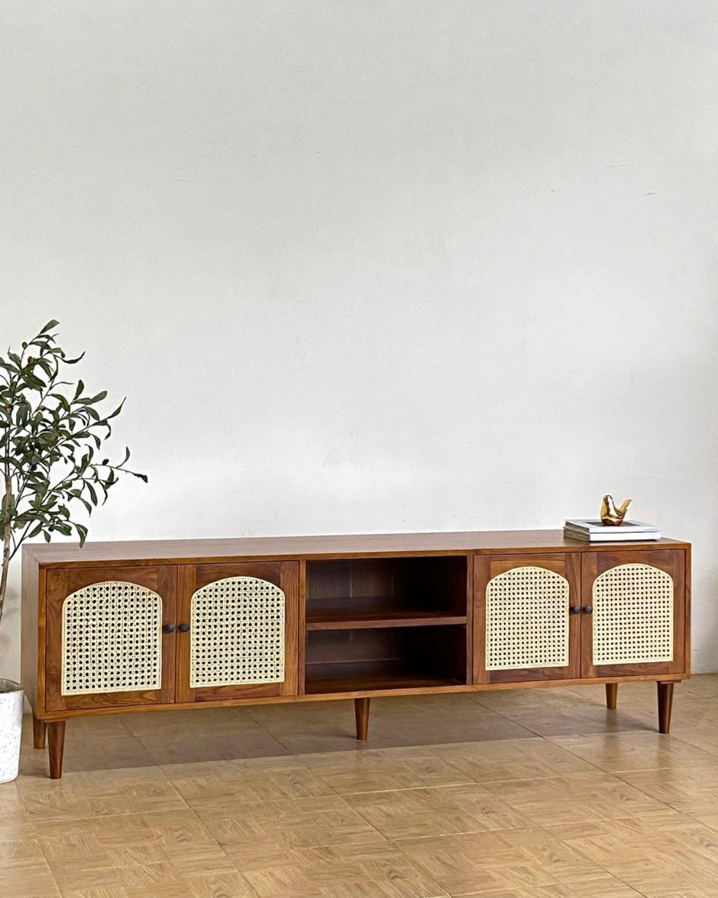 Minimalist TV Console with Storage – Wooden Entertainment Table