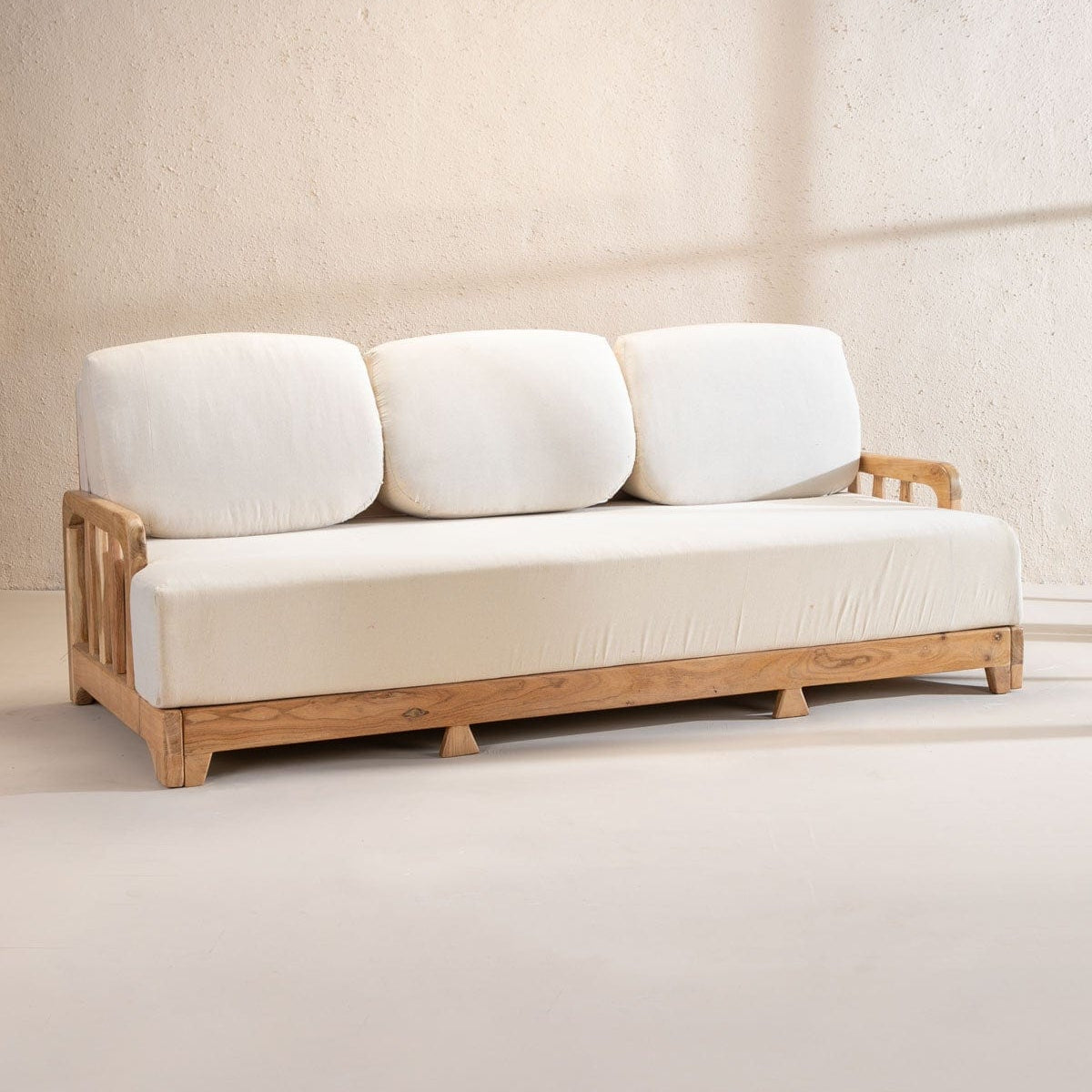 Solid Wood 3-Seater Modern Sofa for Living Room