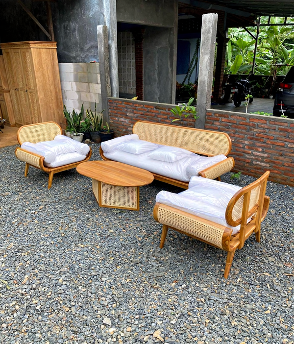 Premium Wooden Sofa Set with Matching Coffee Table