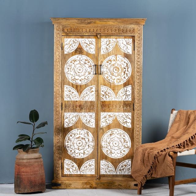 Ornate Carved Wooden Storage Unit for Luxury Homes
