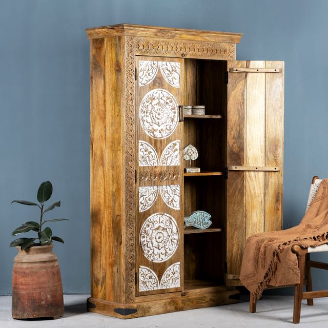 Ornate Carved Wooden Storage Unit for Luxury Homes