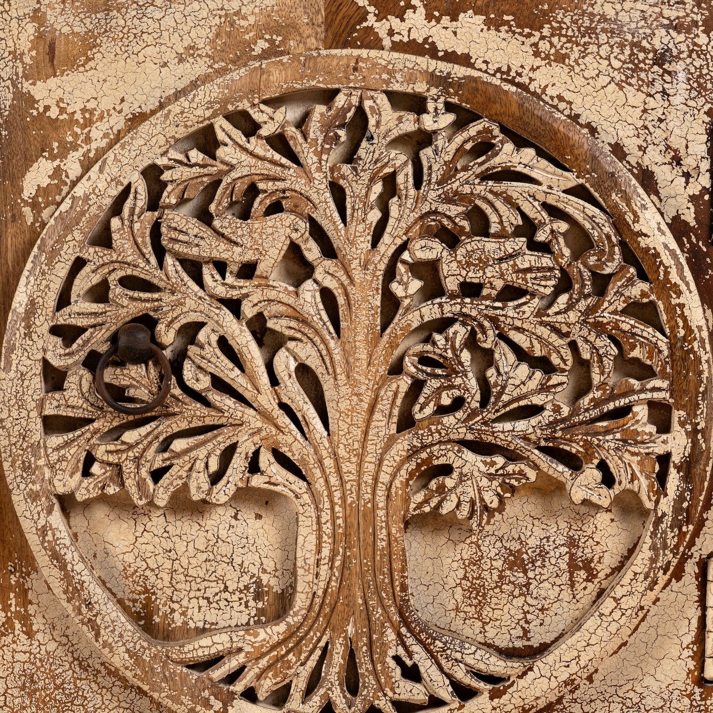 Handcrafted Carved Bedside Table with Elegant Detailing