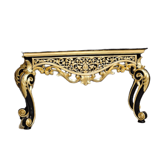 Handcrafted Carved Wooden Console Table with Elegant Design