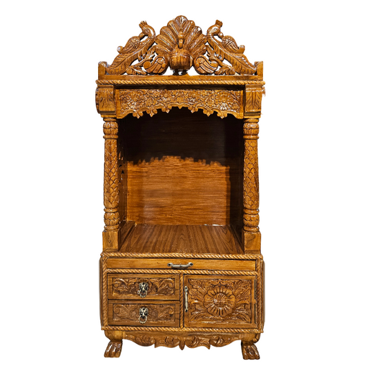 Classic Wooden Mandir with Traditional Artistry