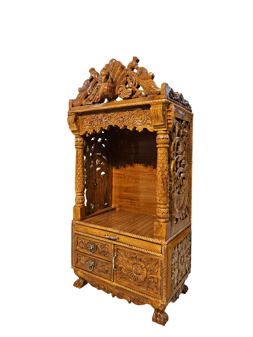 Classic Wooden Mandir with Traditional Artistry