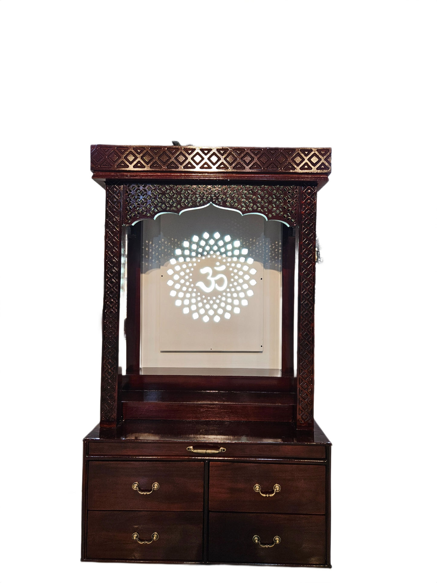 Handmade Wooden Temple with Fine Finishing