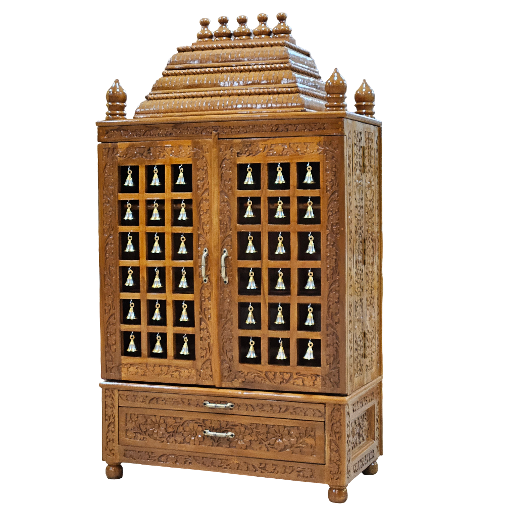Durable Wooden Mandir with Minimalist Design