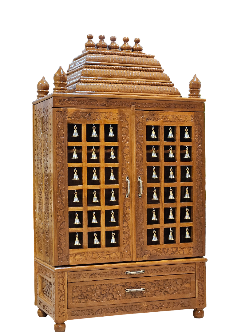 Durable Wooden Mandir with Minimalist Design