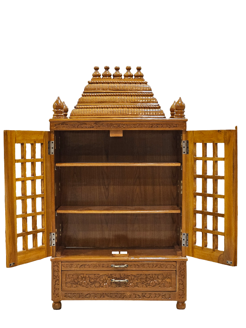 Durable Wooden Mandir with Minimalist Design