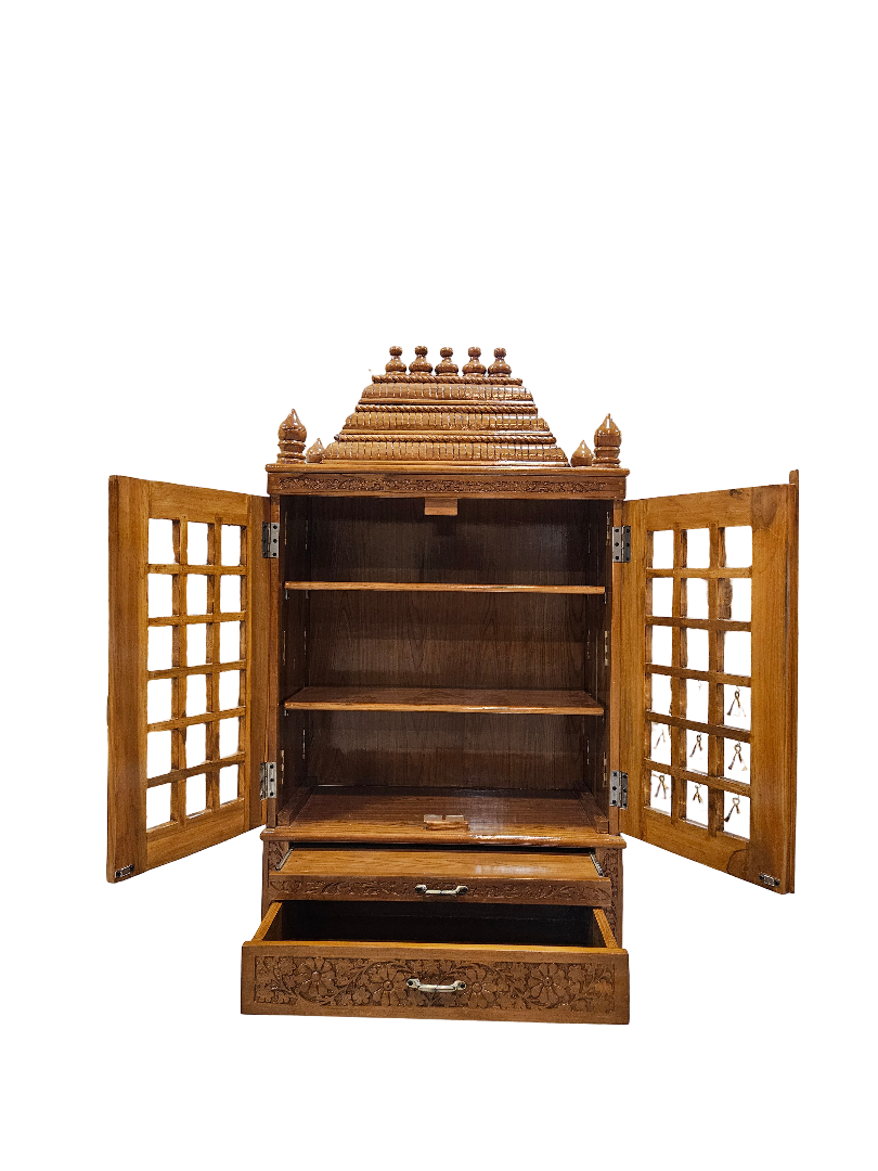 Durable Wooden Mandir with Minimalist Design
