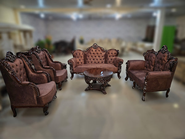 Antique Hand-Carved Wooden Sofa Set | Traditional Royal Living Room Furniture