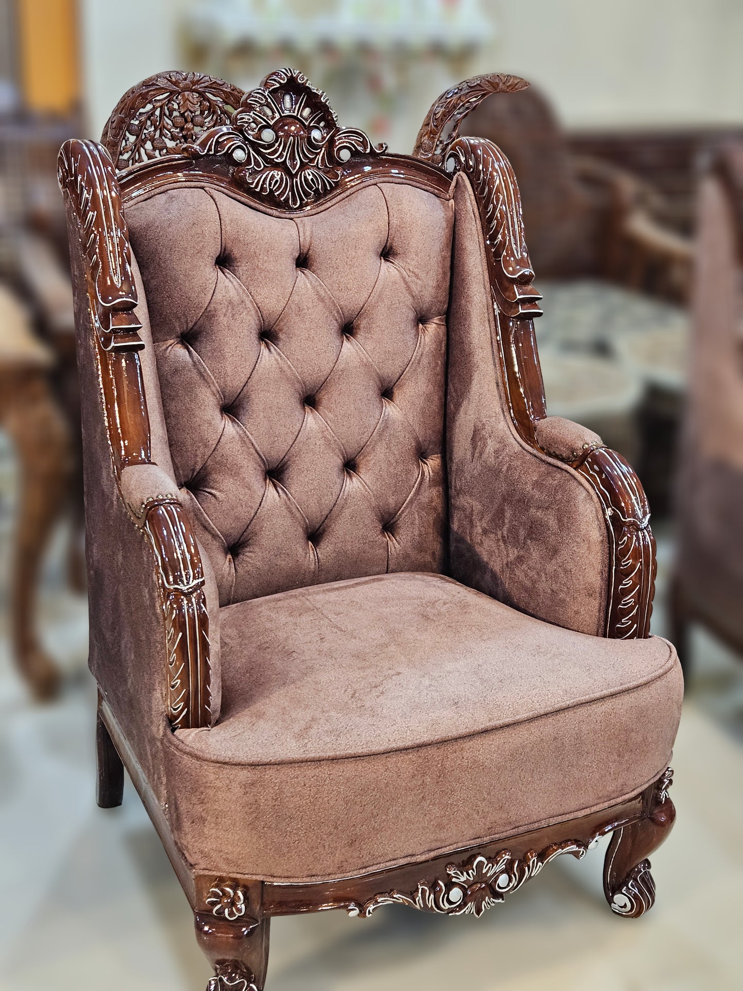 Antique Hand-Carved Wooden Sofa Set | Traditional Royal Living Room Furniture