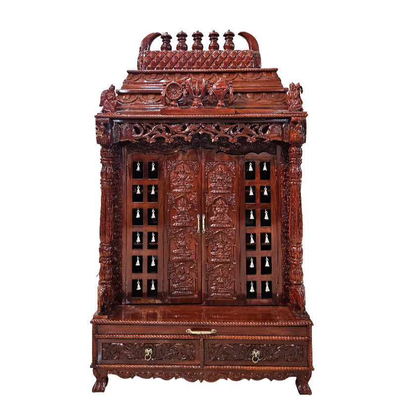 Artistic Wooden Pooja Temple for Living Spaces