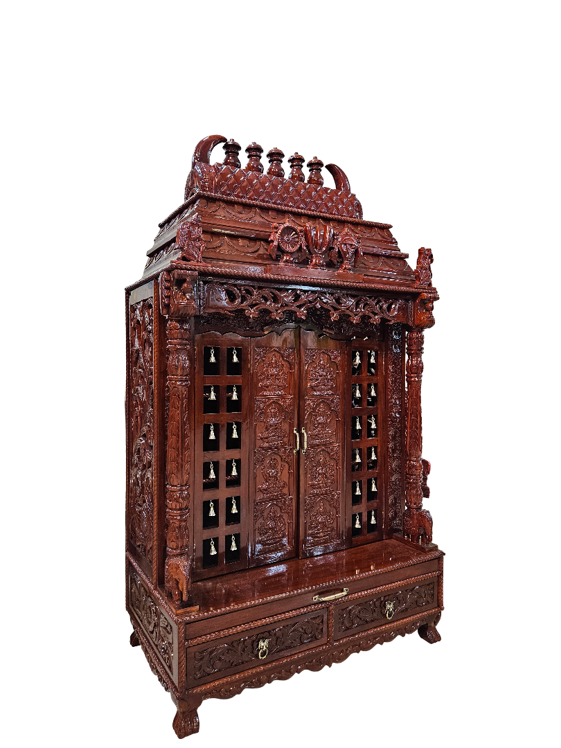Artistic Wooden Pooja Temple for Living Spaces