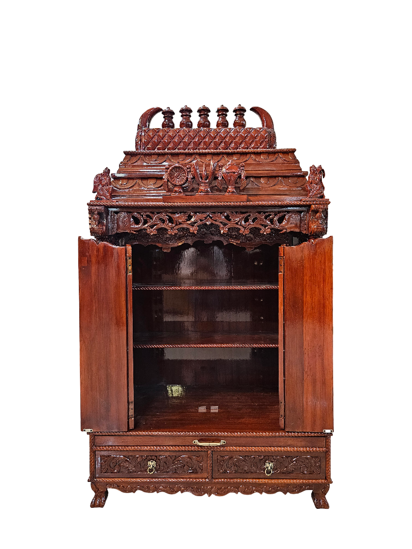 Artistic Wooden Pooja Temple for Living Spaces