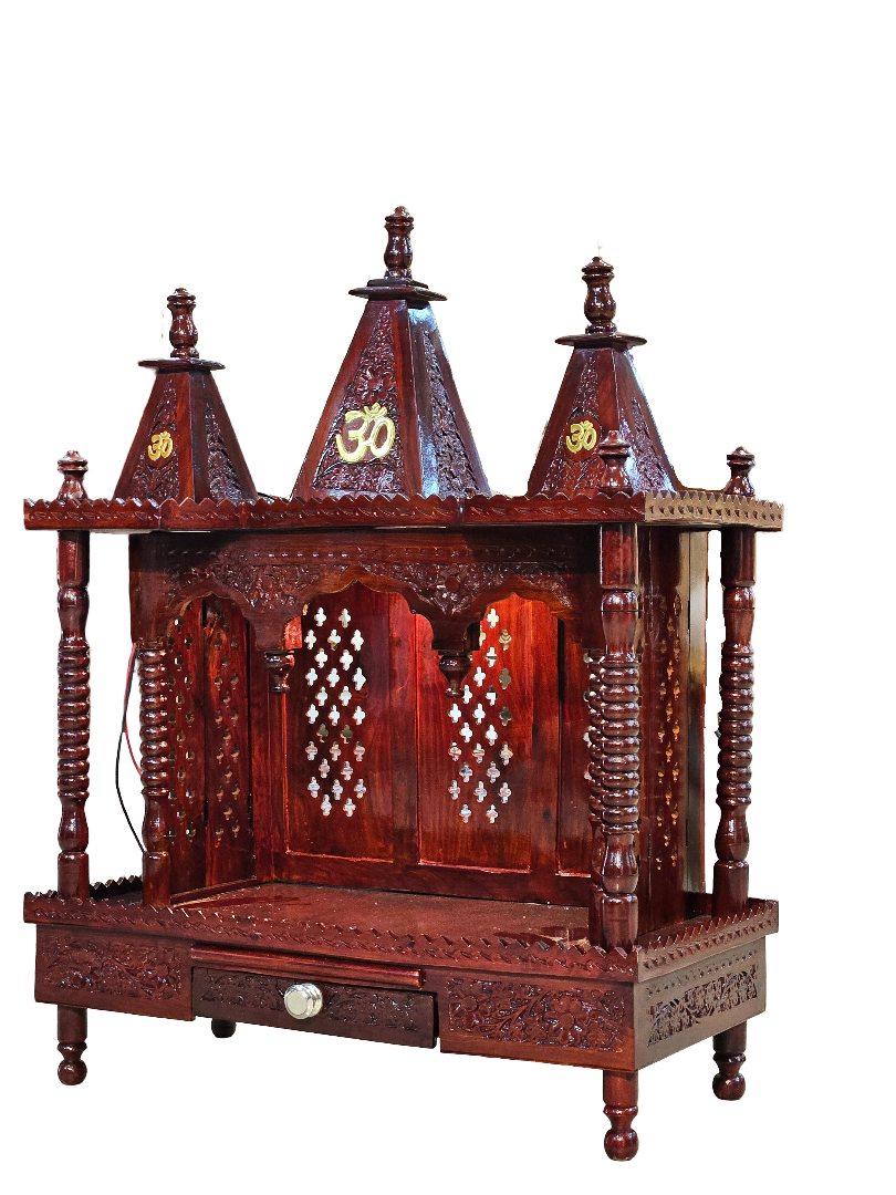 Modern Wooden Mandir with Smooth Polish