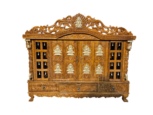 Classic Wooden Pooja Mandir with Ornamental Design
