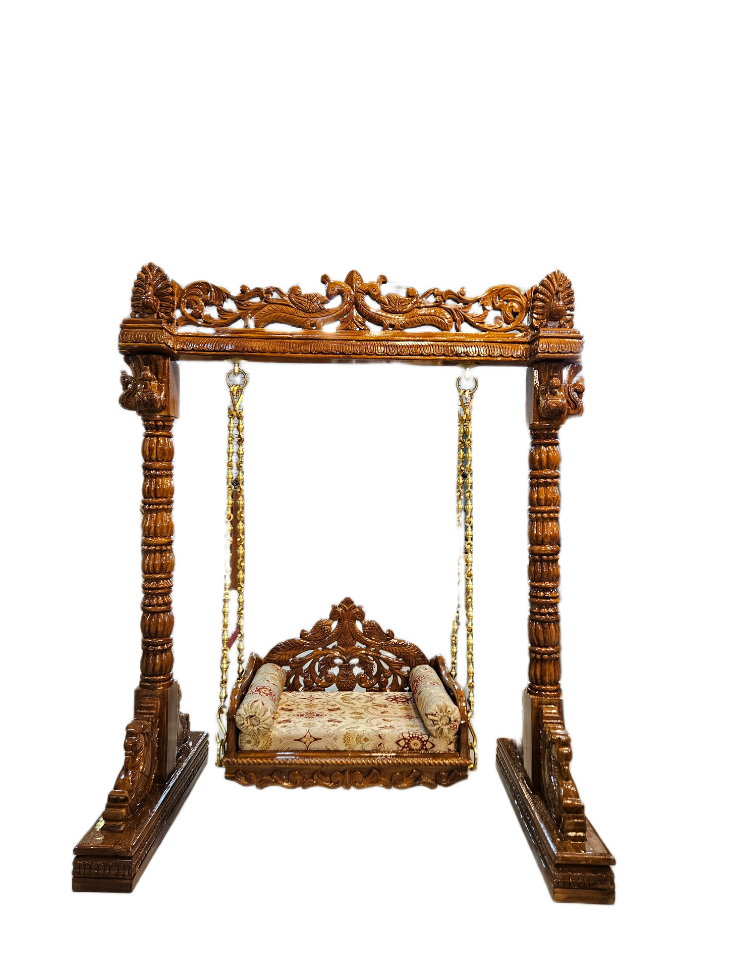 Antique Style Solid Wood Jhula for Living Room | Hand-Carved Indian Swing