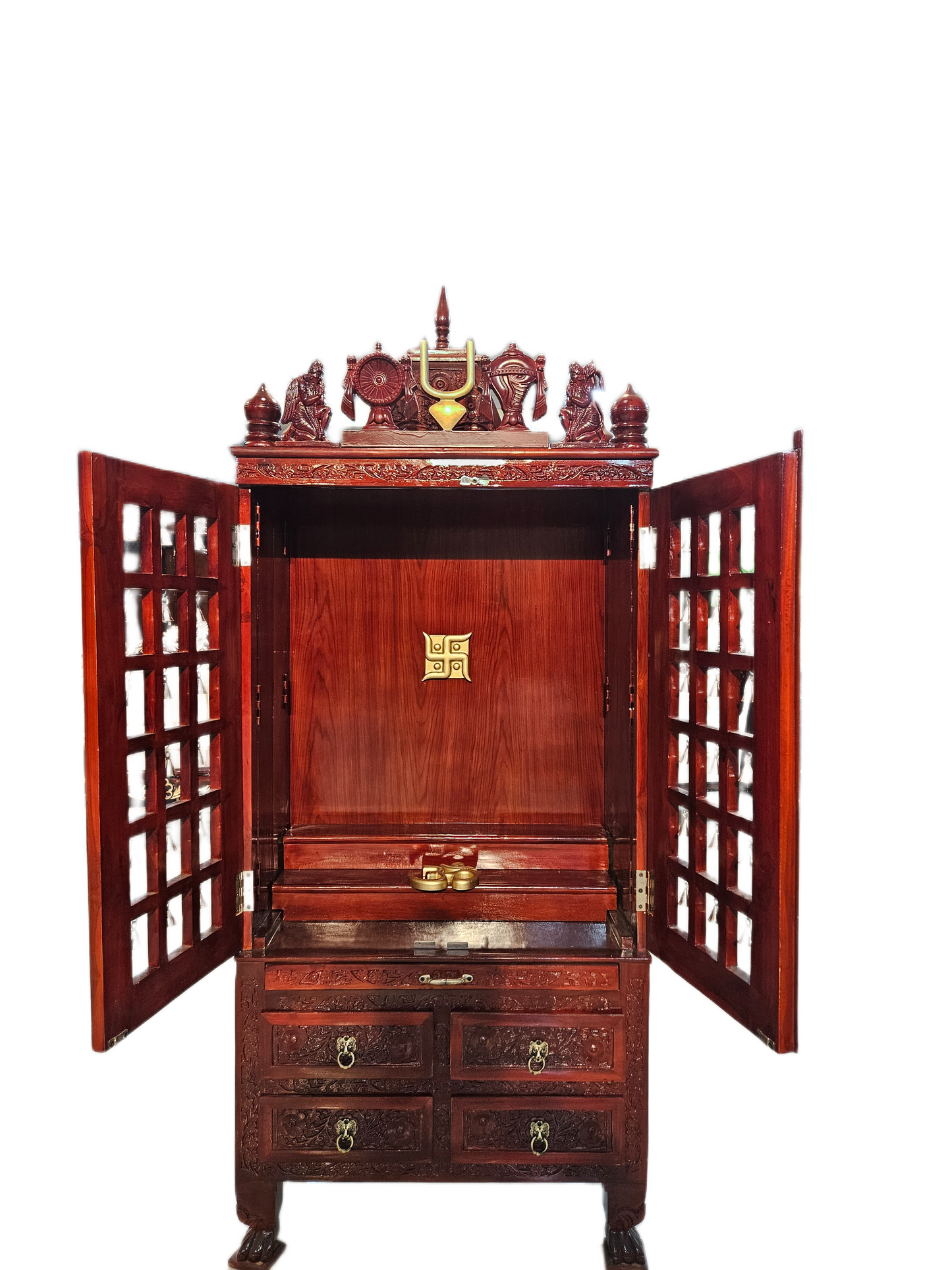 Premium Solid Wood Mandir with Polished Finish