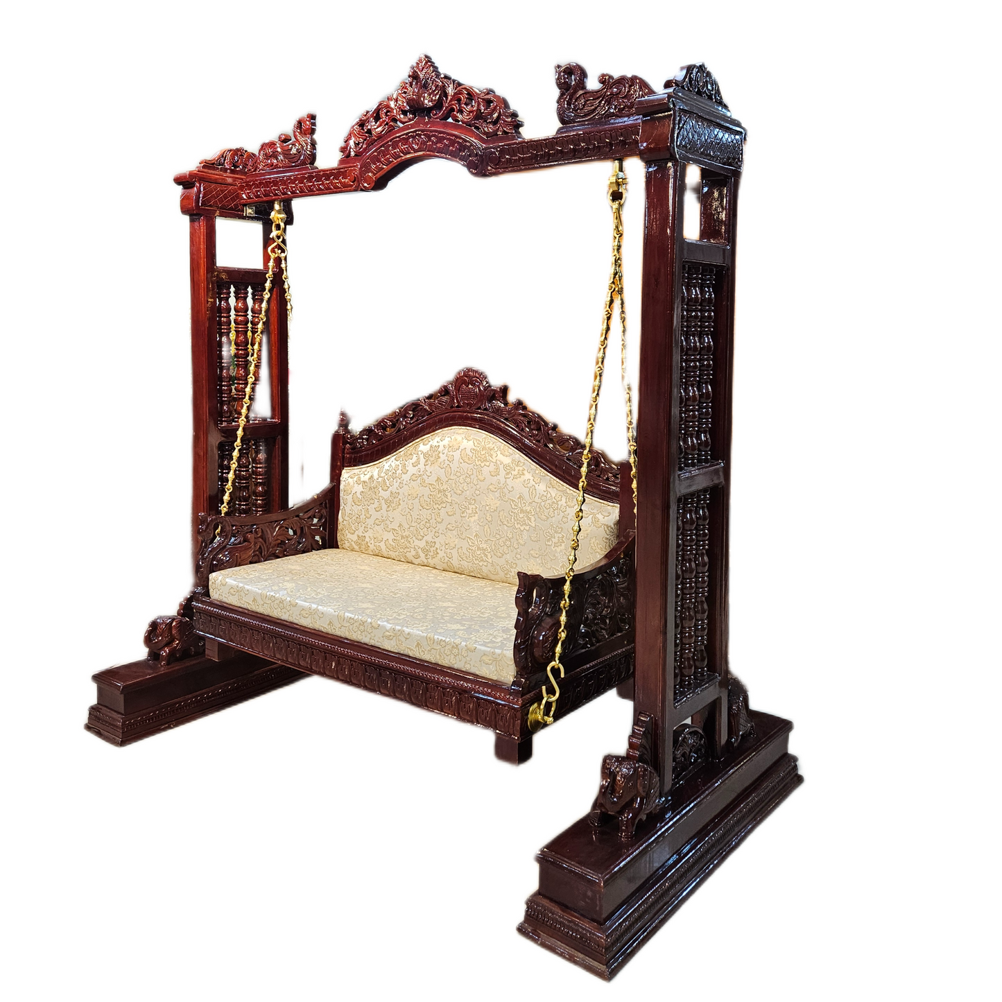 Luxurious Wooden Jhula Swing with Intricate Carvings