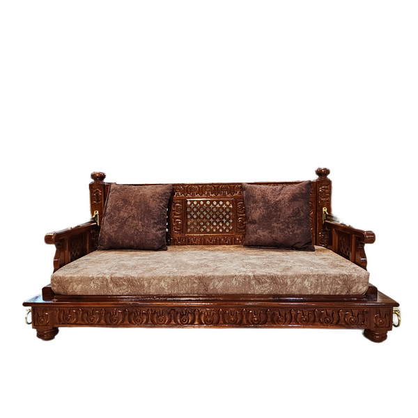 Handcrafted Wooden Swing Jhula with Ornate Pillars