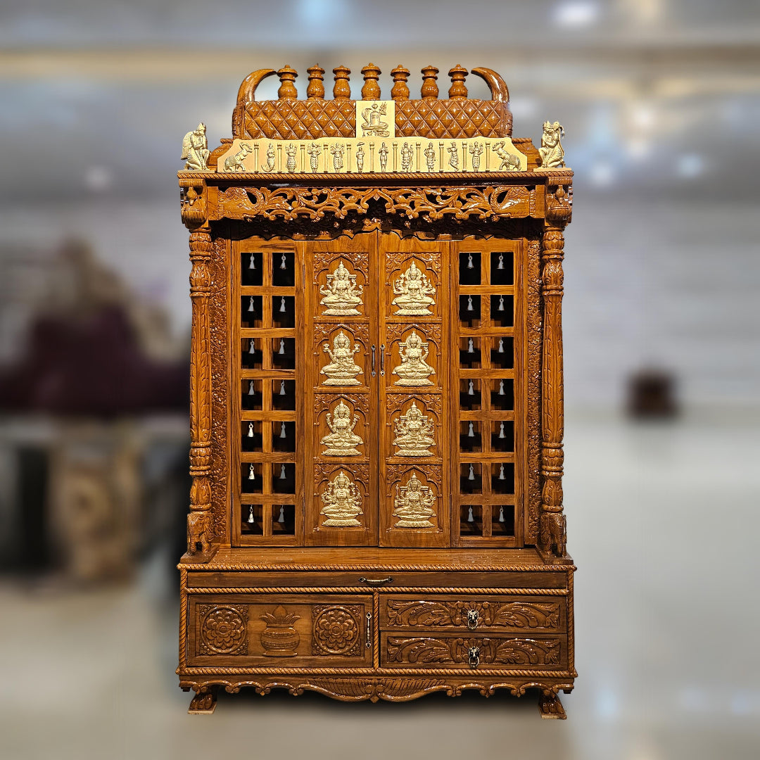 Handmade Wooden Temple with Fine Finishing