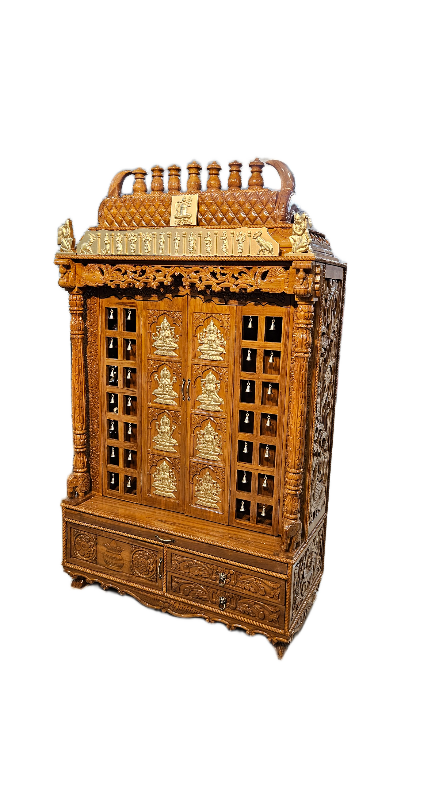 Handmade Wooden Temple with Fine Finishing