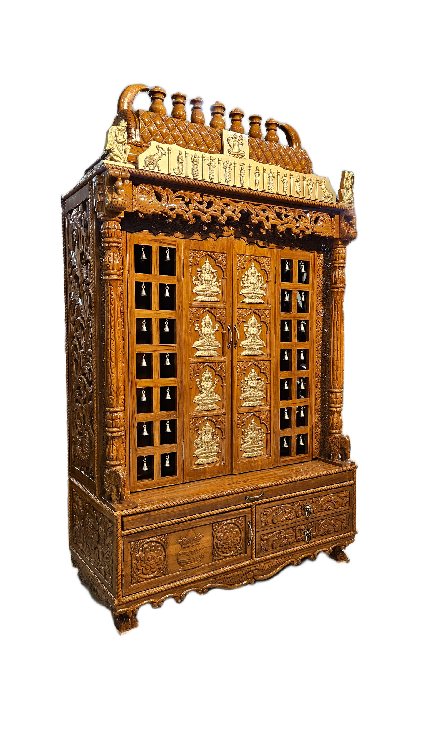 Handmade Wooden Temple with Fine Finishing