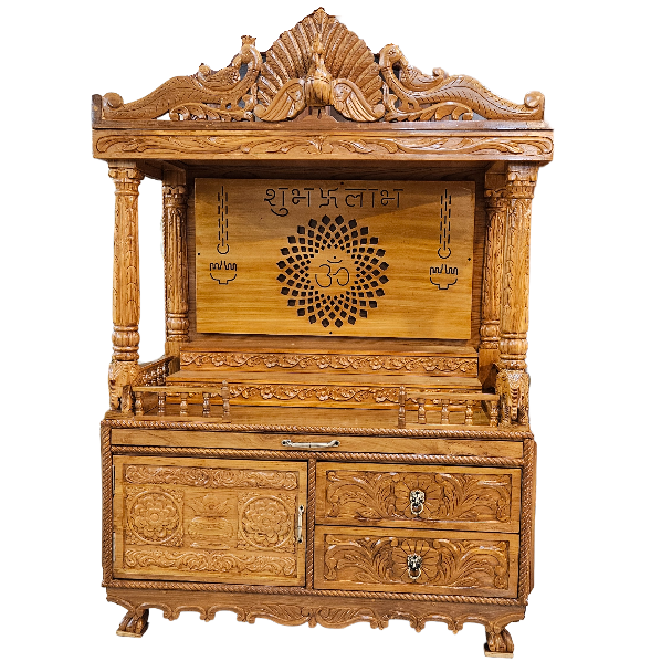 Durable Wooden Mandir with Minimalist Design