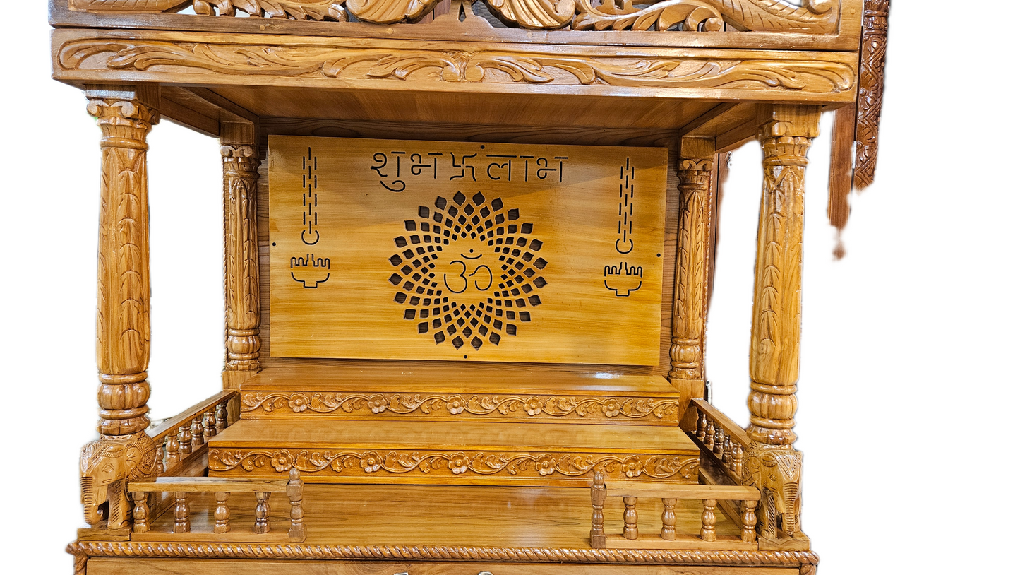 Durable Wooden Mandir with Minimalist Design