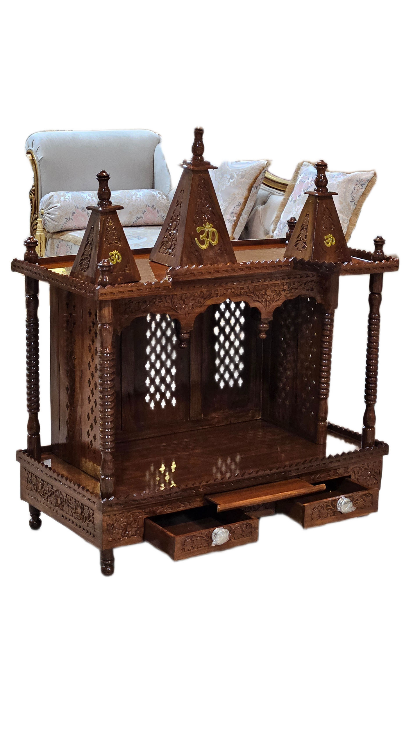 Antique Style Wooden Temple for Home Worship