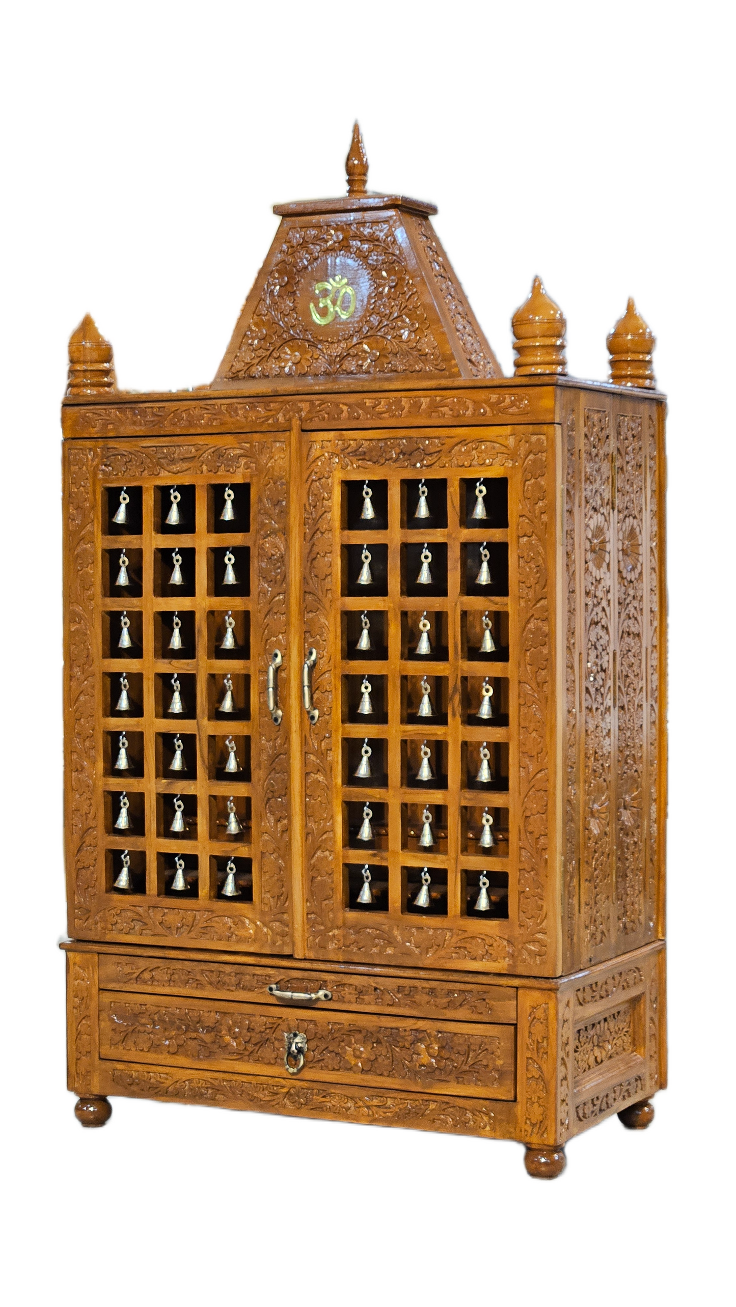 Decorative Wooden Pooja Mandir with Hand Carving