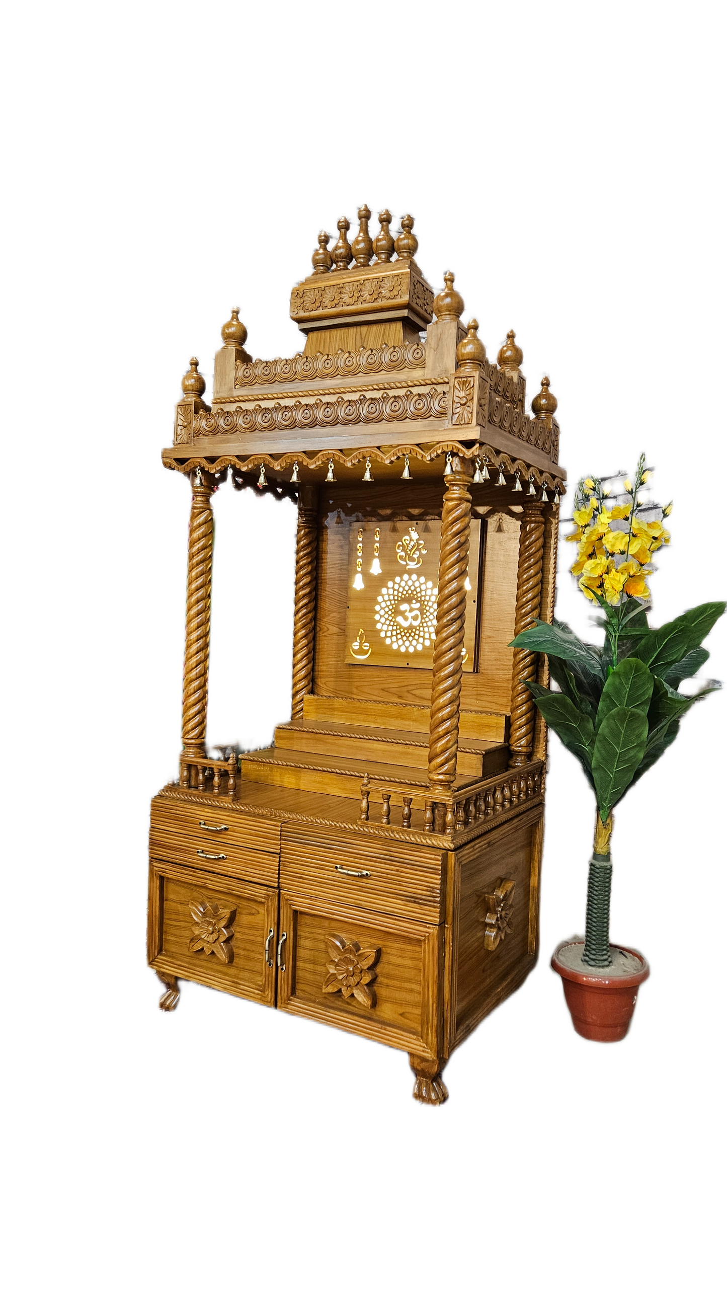 Artistic Wooden Pooja Temple for Living Spaces