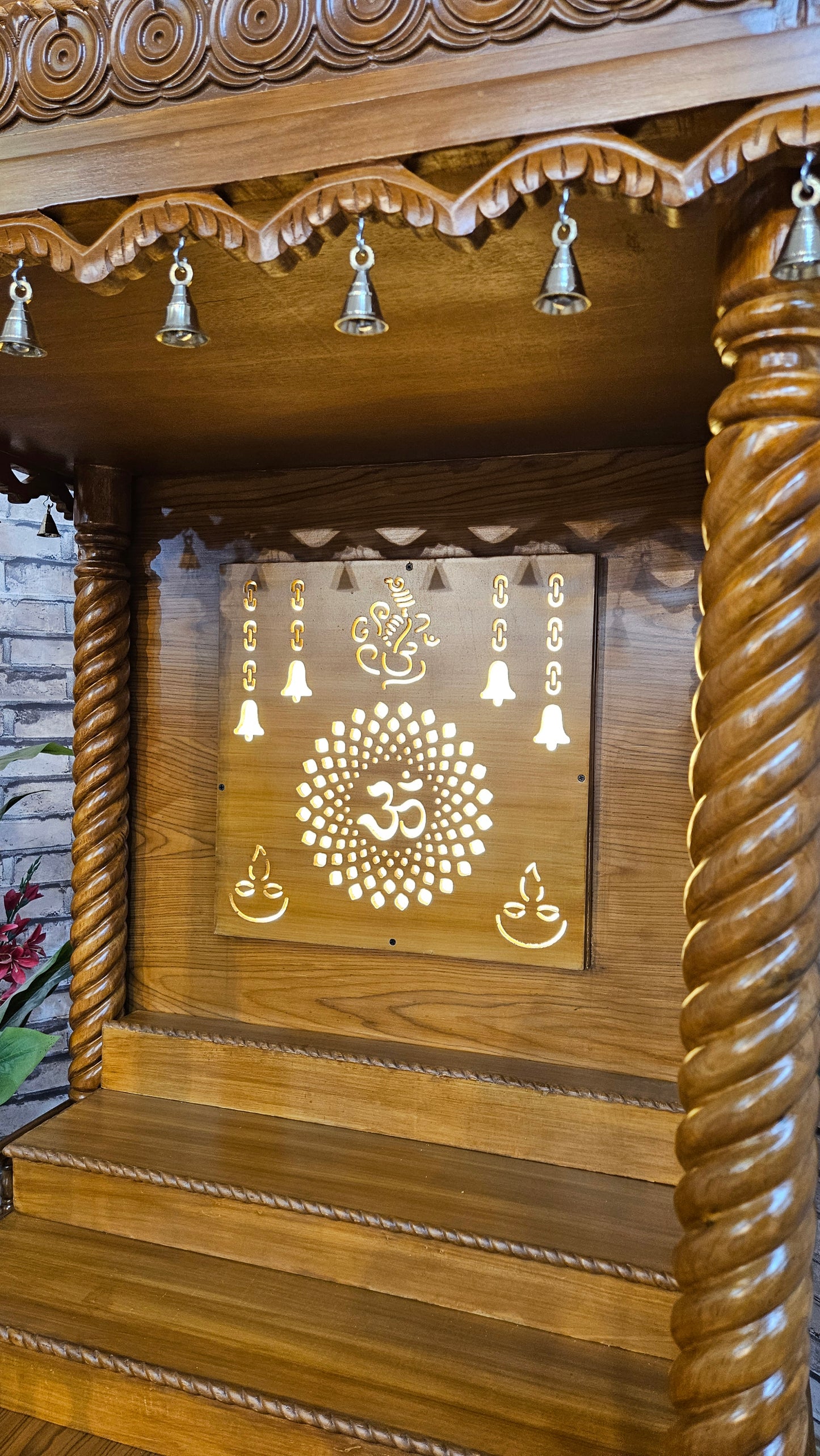 Artistic Wooden Pooja Temple for Living Spaces