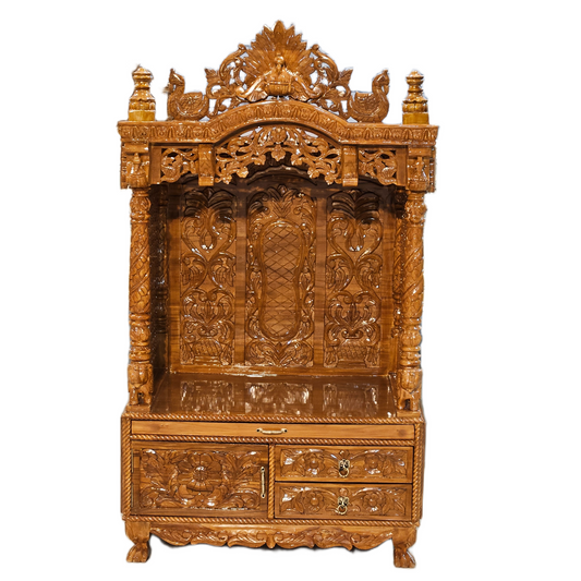 Modern Wooden Mandir with Smooth Polish