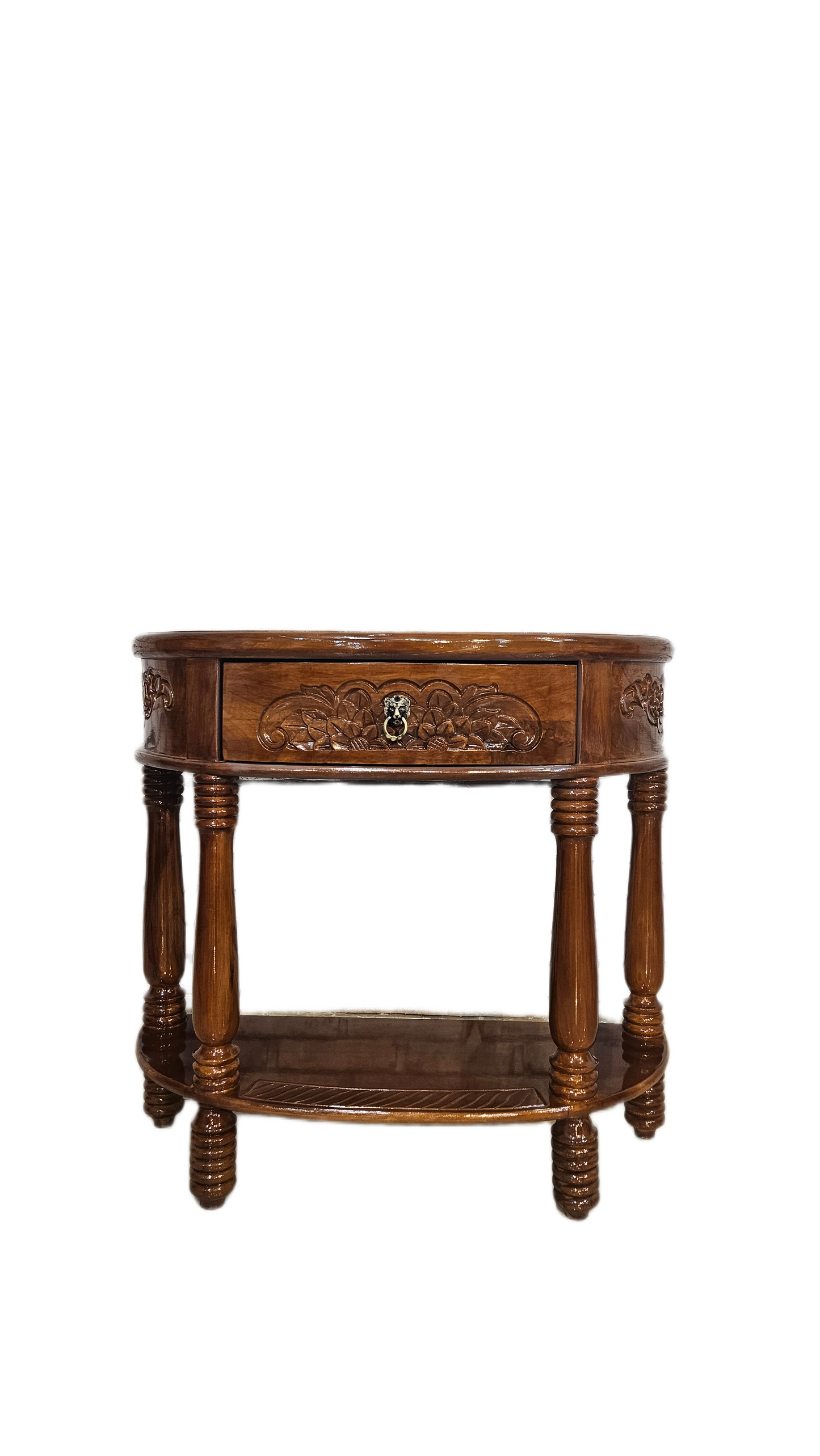 Antique Hand-Carved Wooden Console Table for Living Room