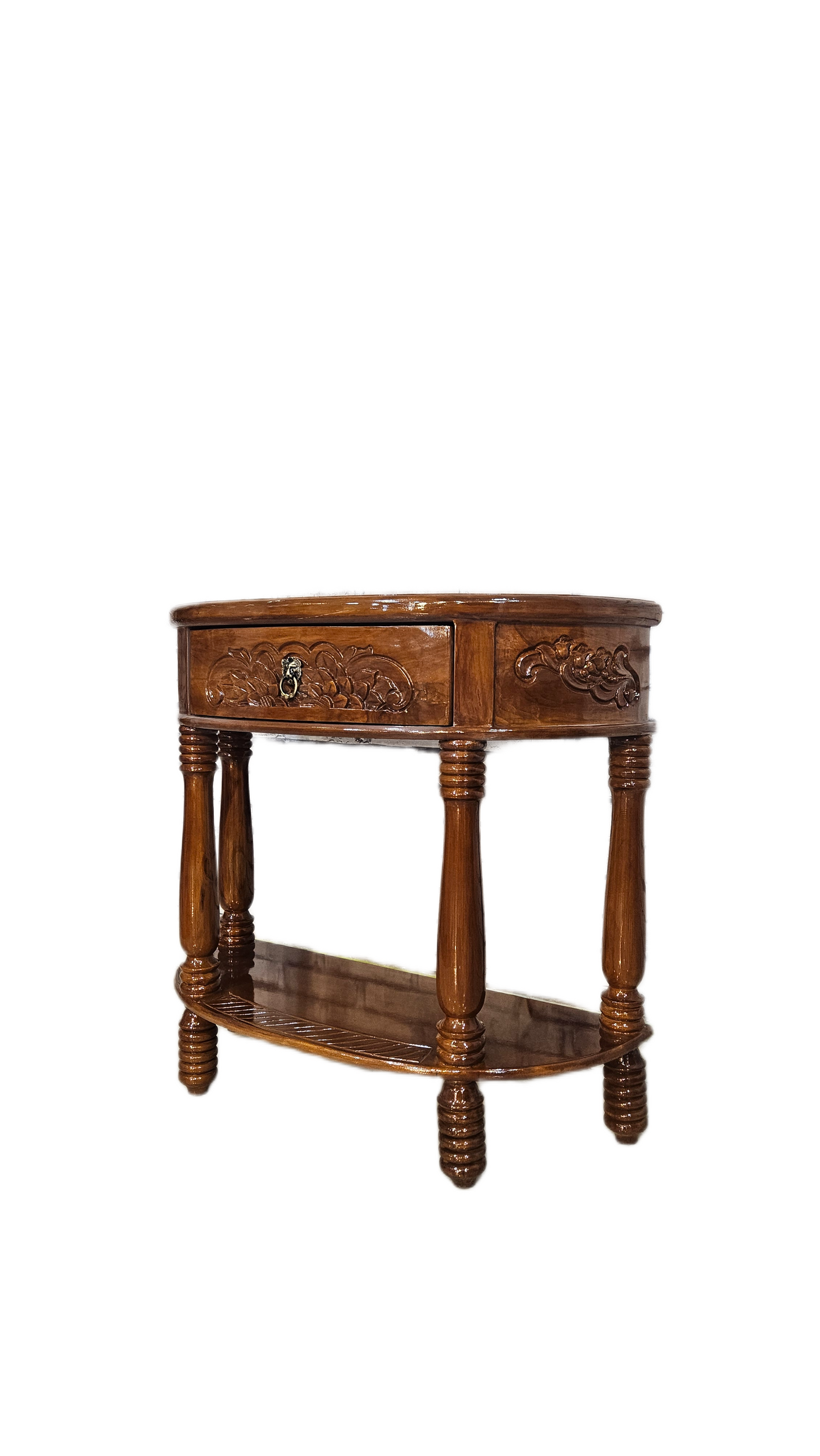 Antique Hand-Carved Wooden Console Table for Living Room